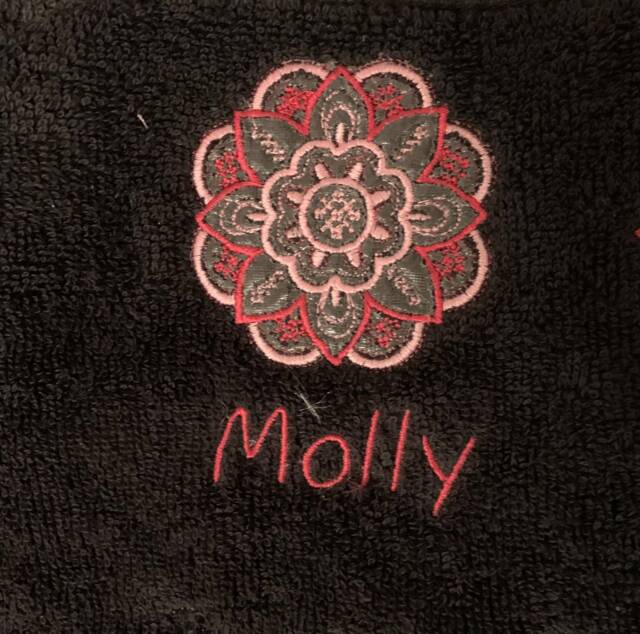 Mandala Flower Towel - Personalised Face Cloth/Hand Bath = Embroidered - image 1