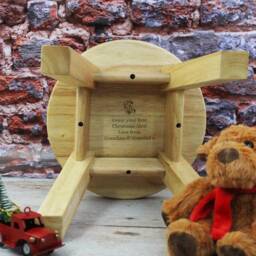 Happy First Christmas Stool With Name, Personalised Child's Wooden Baby Chair, 1St Gift For Daughter Son Godson Goddaughter - thumbnail 2