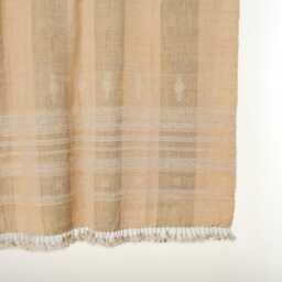Tan Indian Wool Throw Blanket, Handwoven Sofa Coverlet & Rustic Bed Runner - Cassia - thumbnail 3