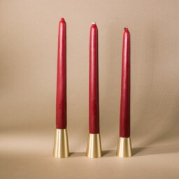 Modern Brass Candlestick Set - Conical Taper Candle Holders - thumbnail 2