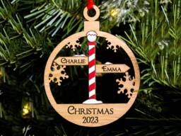 North Pole Sign Family Christmas Tree Decoration, Up To 7 Names, Personalised Xmas Bauble - thumbnail 1