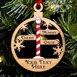 North Pole Sign Family Christmas Tree Decoration, Up To 7 Names, Personalised Xmas Bauble - thumbnail 3