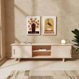 Minimalist Birch Plywood Tv Stand Scandinavian Media Console - thumbnail 2