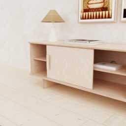 Minimalist Birch Plywood Tv Stand Scandinavian Media Console - thumbnail 3