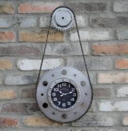 Bike Chain Wall Clock Bicycle Gear Cog Industrial Metal Large 60cm - thumbnail 1