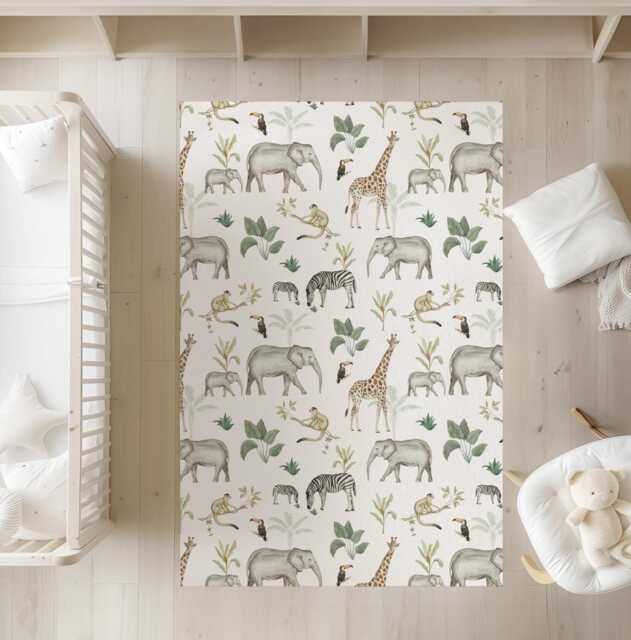 Safari Watercolour - Rug, Carpet, Kids Decor, Children's Room Decor, Kids Carpet - image 1