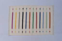2x3, 2x4 Off White & Multi Colour Stripes Modern Cotton Hand Woven Small Size Rug - thumbnail 1
