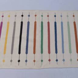 2x3, 2x4 Off White & Multi Colour Stripes Modern Cotton Hand Woven Small Size Rug - thumbnail 2
