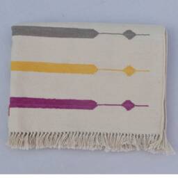 2x3, 2x4 Off White & Multi Colour Stripes Modern Cotton Hand Woven Small Size Rug - thumbnail 4