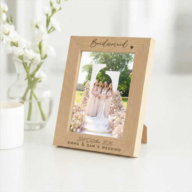 Wedding Bridal Party Frame, Picture Frame For Bridesmaid Maid Of Honour Flower Girl, Personalised Photo Gift, Mother The Bride - image 1