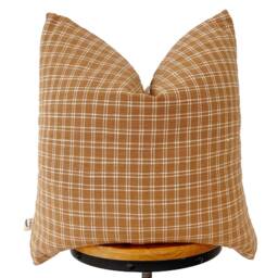 Chiangmai Native Cotton Pillow , Tan & Cream Check Pillow, Modern Farmhouse/Windowpanes /Pillow Cover - thumbnail 2