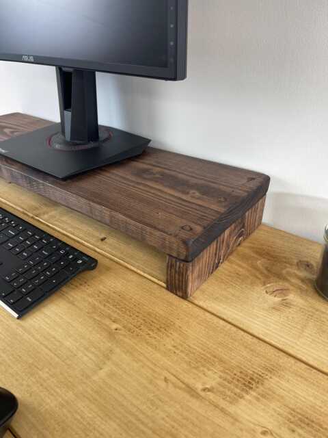 Rustic Wooden Monitor Riser Shelf - Desk Organiser Scaffold Board Stand - image 1