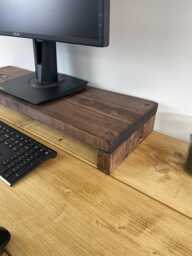 Rustic Wooden Monitor Riser Shelf - Desk Organiser Scaffold Board Stand - thumbnail 1