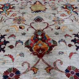 6'9x9'10 Gray Farmhouse Medallion Afghan Luxury Area Rug, Large Handmade Wool Brand New Kazak Design Rug Bedroom Office D??cor - thumbnail 3