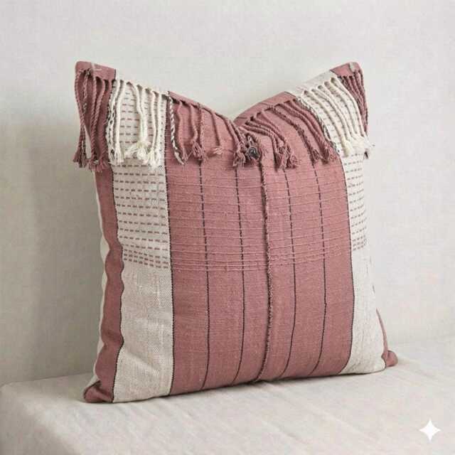 Handwoven Karen Hill Tribe Pillow Cover Brown Hemp, Rustic Ethnic Cushion - 20x20 - image 1