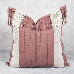 Handwoven Karen Hill Tribe Pillow Cover Brown Hemp, Rustic Ethnic Cushion - 20x20 - thumbnail 3