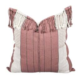 Handwoven Karen Hill Tribe Pillow Cover Brown Hemp, Rustic Ethnic Cushion - 20x20 - thumbnail 2