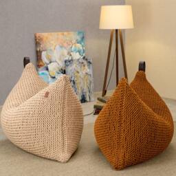 Beige/Rust Living Room Chair, Beige Bean Bag Pillow Pouf, Fireside Lounge Kids/Adult Beanbag, 37 Colors Filled Ready For Use - thumbnail 3