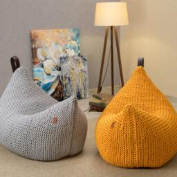 Beige/Rust Living Room Chair, Beige Bean Bag Pillow Pouf, Fireside Lounge Kids/Adult Beanbag, 37 Colors Filled Ready For Use - thumbnail 4