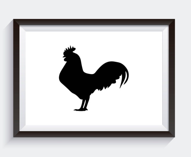 Rooster Silhouette, Digital Print, Black & White Art, Gallery Wall Decor, Kitchen Southern Farmhouse Art - image 1