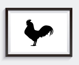 Rooster Silhouette, Digital Print, Black & White Art, Gallery Wall Decor, Kitchen Southern Farmhouse Art - thumbnail 1