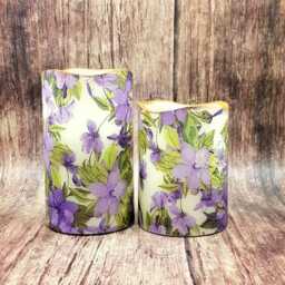 Clematis Floral Led Candle Set Flameless Flickering Pillar Candles - thumbnail 2