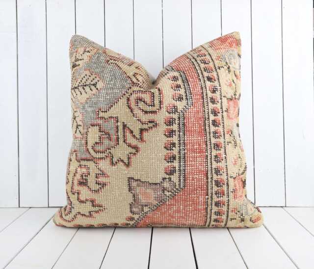Traditional Pillow Case, Vintage Sham Cover, 24x24 Tribal Pillow, Authentic Sofa Handmade Turkish Kilim Case - image 1