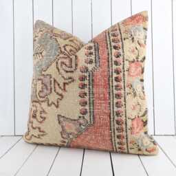 Traditional Pillow Case, Vintage Sham Cover, 24x24 Tribal Pillow, Authentic Sofa Handmade Turkish Kilim Case - thumbnail 3