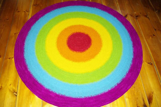 Handmade Wool Round Rug, Colorful Modern Design - image 1