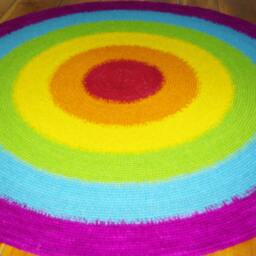 Handmade Wool Round Rug, Colorful Modern Design - thumbnail 4