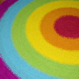 Handmade Wool Round Rug, Colorful Modern Design - thumbnail 2