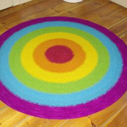 Handmade Wool Round Rug, Colorful Modern Design - thumbnail 3