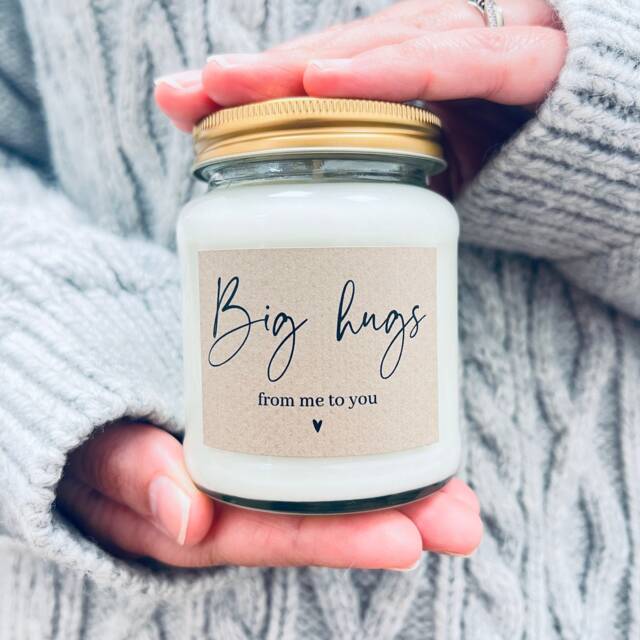 Big Hugs From Me To You, Thinking Of You, Scented Soy Candle, Sending Hugs, Love, Sympathy Gift, Breakup Gift - image 1