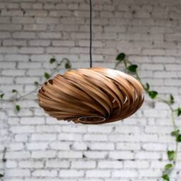 Large Hanging Lamp Made Of Amber Tree Wood. Handmade Wooden From Cologne Studio - thumbnail 2