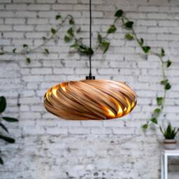 Large Hanging Lamp Made Of Amber Tree Wood. Handmade Wooden From Cologne Studio - thumbnail 3