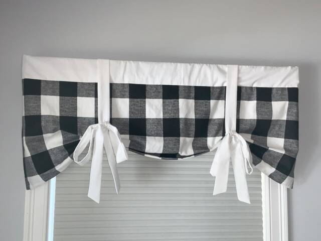 Custom Buffalo Check Valance - Farmhouse Country Roll-Up Shade - image 1