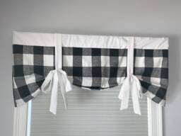 Custom Buffalo Check Valance - Farmhouse Country Roll-Up Shade