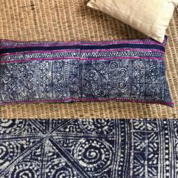 Indigo Dye Batik Hemp Cushion Cover - thumbnail 2
