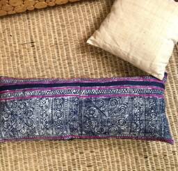 Indigo Dye Batik Hemp Cushion Cover - thumbnail 1