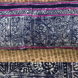 Indigo Dye Batik Hemp Cushion Cover - thumbnail 4