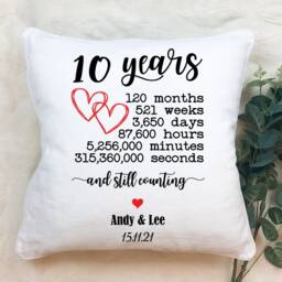 Personalised Anniversary Cushion, 5, 10, 15, 20, 25, 30, 35, 40, 45, 50 Year Wedding Gift, Golden Ruby Keepsake - thumbnail 2