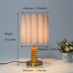 Handmade Light Gray Striped Fabric Bedside Table Lamp - thumbnail 2