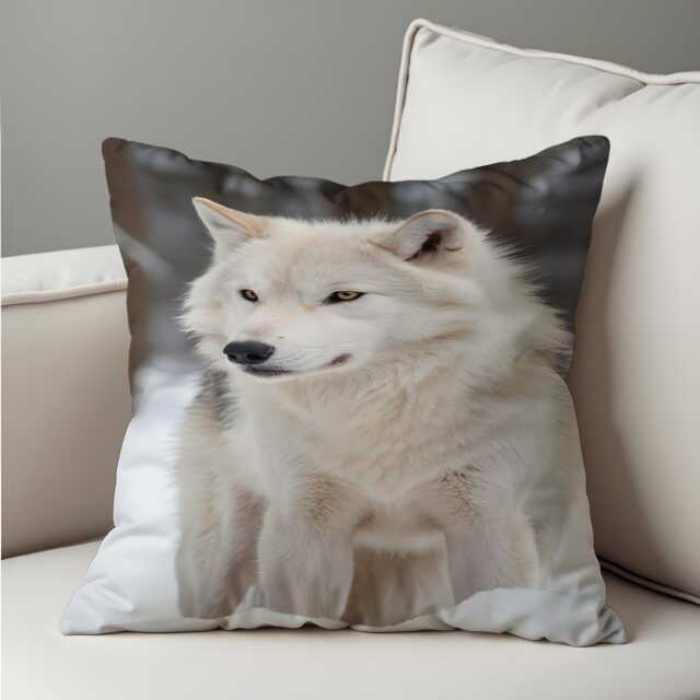 White Wolf Cushion Cover, Arctic Throw Pillow Nature Lovers, Wildlife Home Decor Accent, Custom Made Cover - image 1