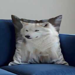 White Wolf Cushion Cover, Arctic Throw Pillow Nature Lovers, Wildlife Home Decor Accent, Custom Made Cover - thumbnail 2