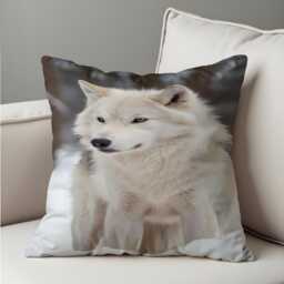 White Wolf Cushion Cover, Arctic Throw Pillow Nature Lovers, Wildlife Home Decor Accent, Custom Made Cover