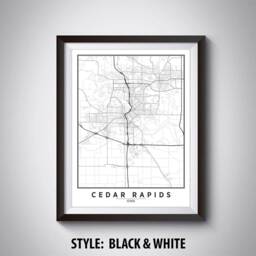 Cedar Rapids Ia Map Print Vintage Style Wall Art - thumbnail 2