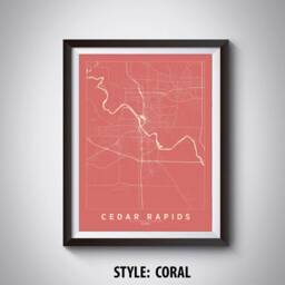 Cedar Rapids Ia Map Print Vintage Style Wall Art - thumbnail 3