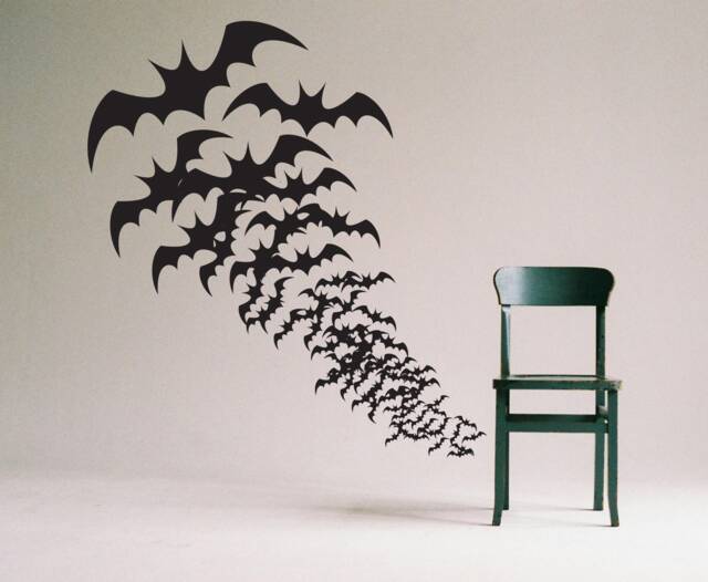 Bat Wall Decals, Flying Bats Decor, Gothic Art, Spooky Vampire Bats, Horror Decoration, Scary Design - image 1