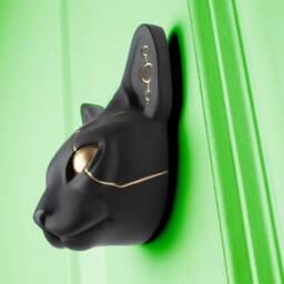 Feline in Charcoal Black Handmade Cyber Wall Sculpture Futuristic - thumbnail 3