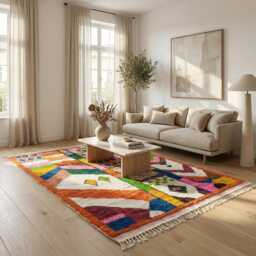 Custom Boujad Rug Authentic Multicolored Moroccan Rug - thumbnail 3